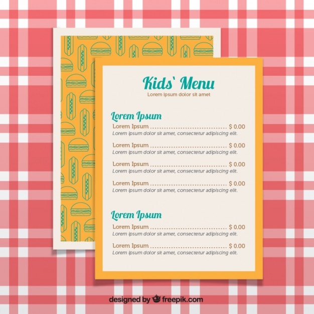 Menu Jaune Pour Les Enfants Avec Des Hamburgers Décoratifs