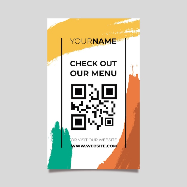 Vecteur gratuit menu de modèle de code qr dans le style memphis