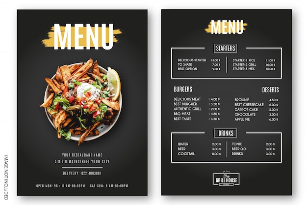 Menu Moderne Restaurant Grill