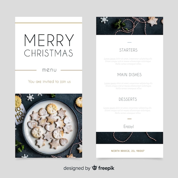 Vecteur gratuit menu de noël avec des cookies