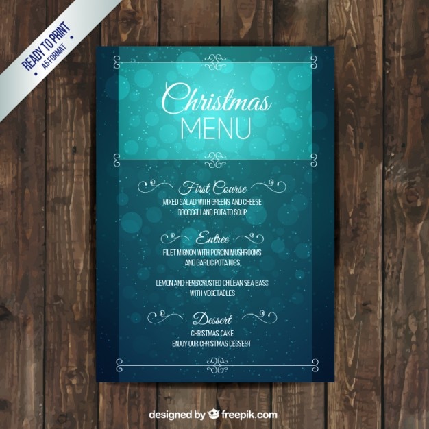 Menu De Noël Dans Le Style De Bokeh