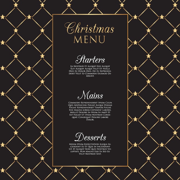 Menu De Noël Avec Des étoiles D'or