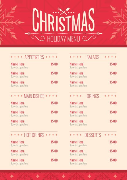 Menu Noël rouge