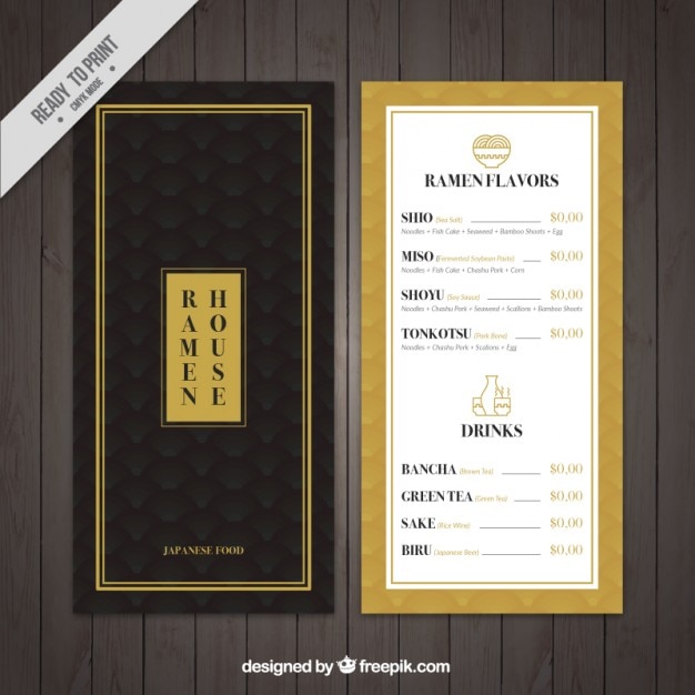 Menu Nourriture Japonaise élégante