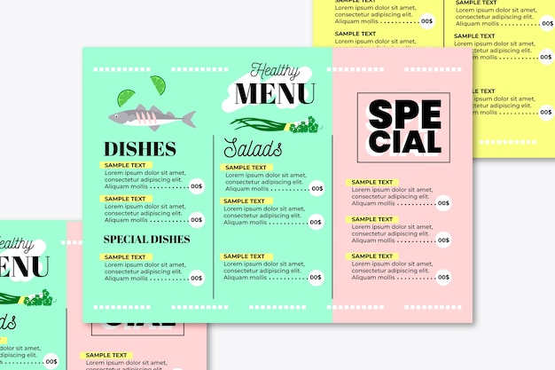 Menu De Restaurant D'aliments Sains Colorés