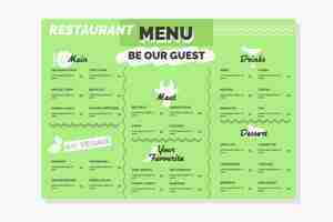 Vecteur gratuit menu de restaurant coloré modèle