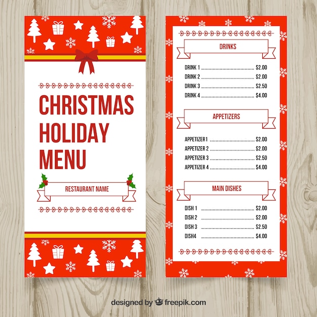 Menu Rétro De Noël