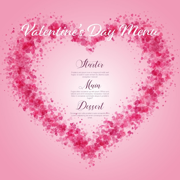 Vecteur gratuit menu saint valentin avec design coeurs