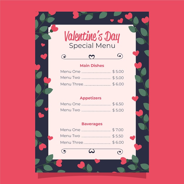 Menu Saint Valentin