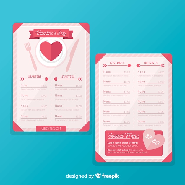 Menu Simple Valentine