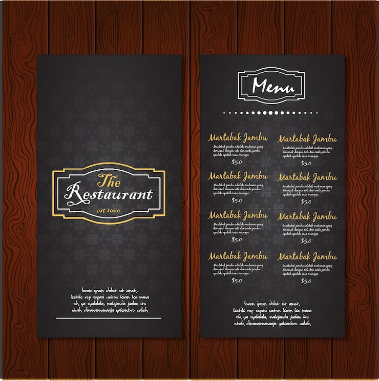 Vecteur gratuit menu sombre du restaurant