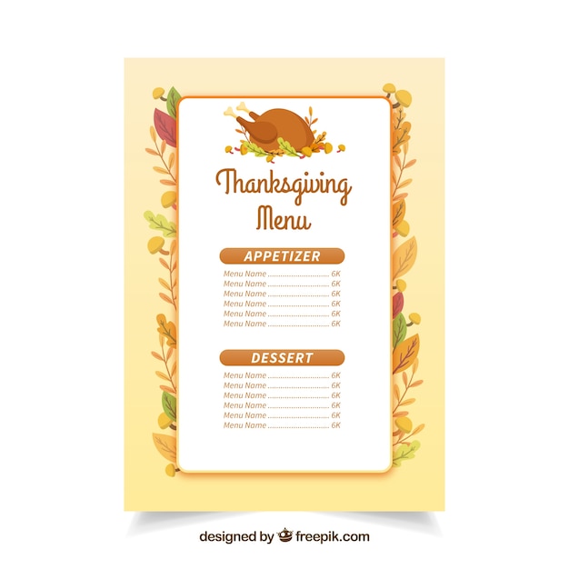 Menu De Thanksgiving Dans Le Style Vintage