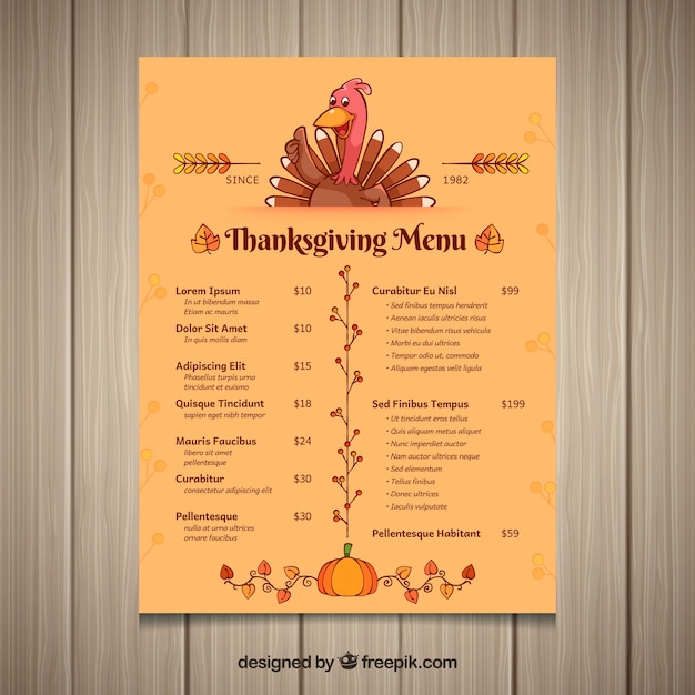 Menu De Thanksgiving Avec Dinde