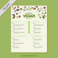 Vecteur gratuit menu végétalien avec des aliments sains et des détails verts