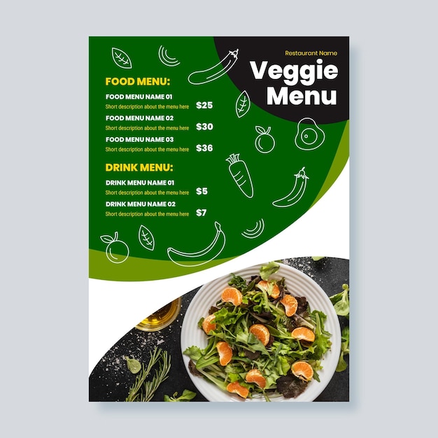 Vecteur gratuit menu végétarien design plat