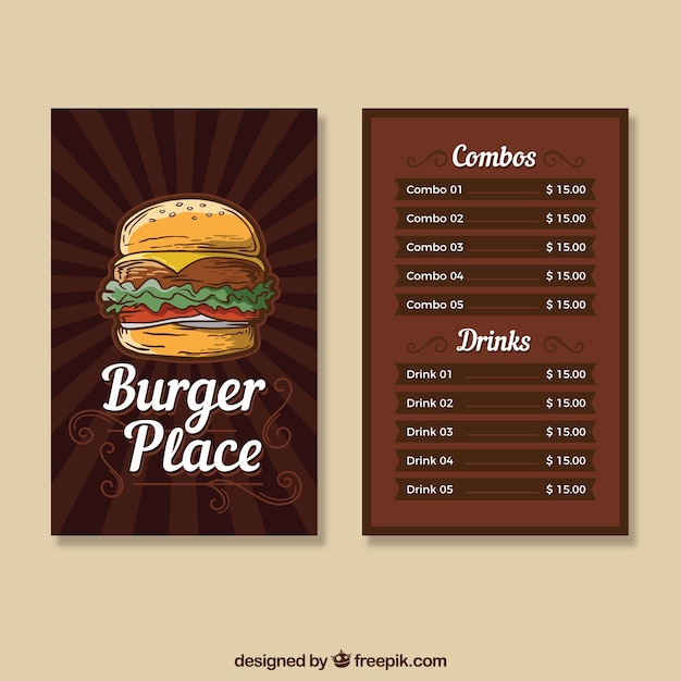 Menu Vintage Hamburger