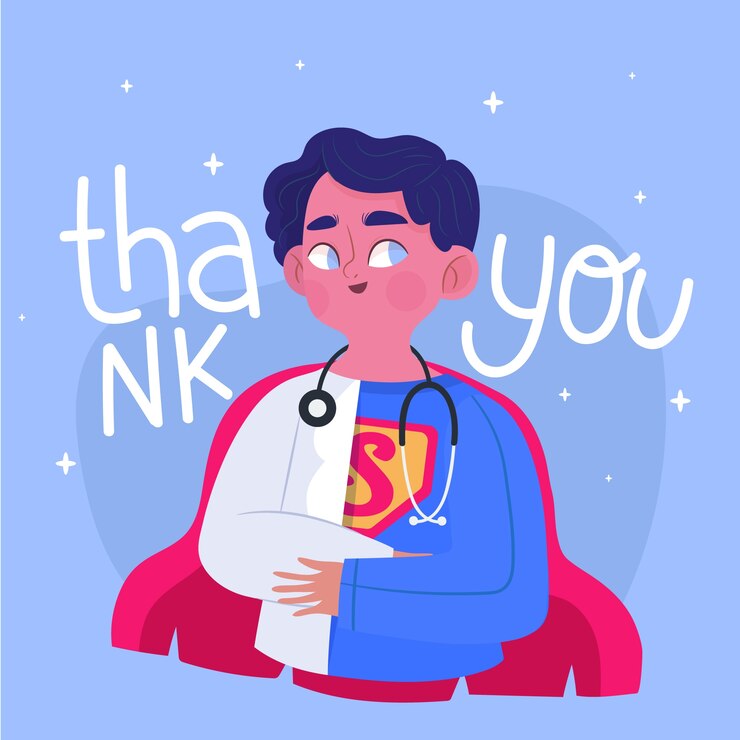 Vecteur gratuit merci aux médecins et infirmières illustrés