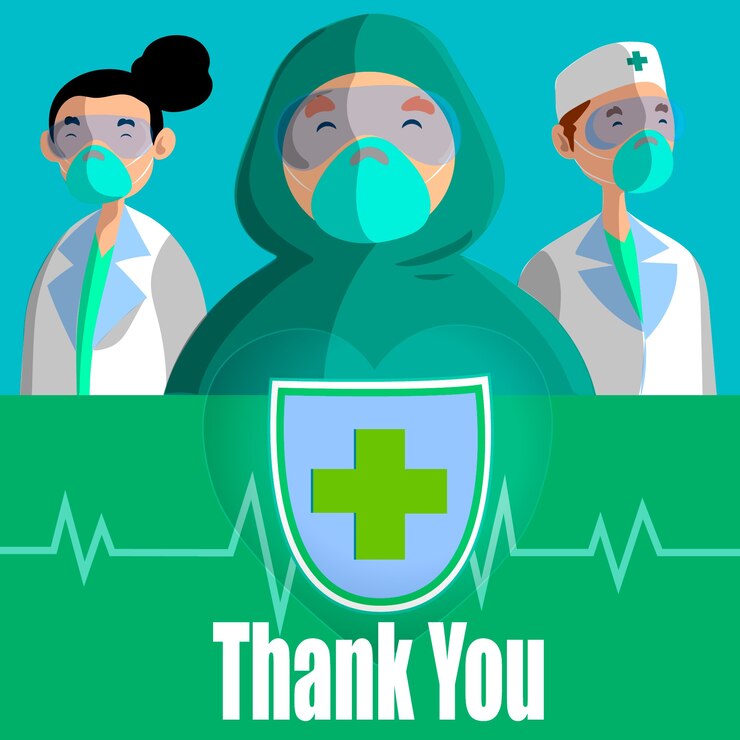 Vecteur gratuit merci concept médecins et infirmières