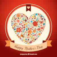 Vecteur gratuit les mères carte de la journée avec un coeur mignon