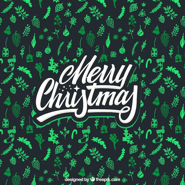 Vecteur gratuit merry christmas background avec des éléments verts