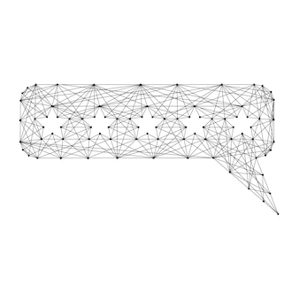 Message avec étoiles, concept d'évaluation client à partir de lignes et de points noirs polygonaux futuristes abstraits. illustration vectorielle.