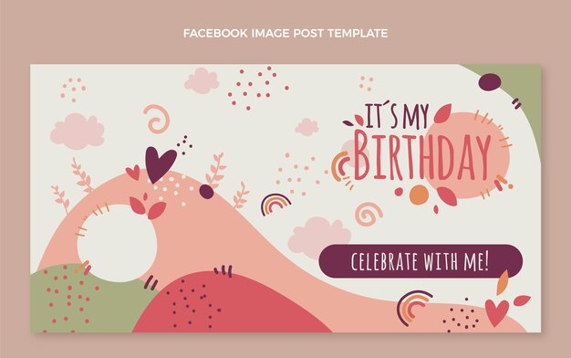 Message facebook anniversaire boho dessiné à la main
