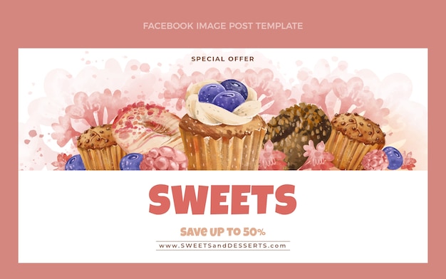 Message facebook de bonbons à l'aquarelle