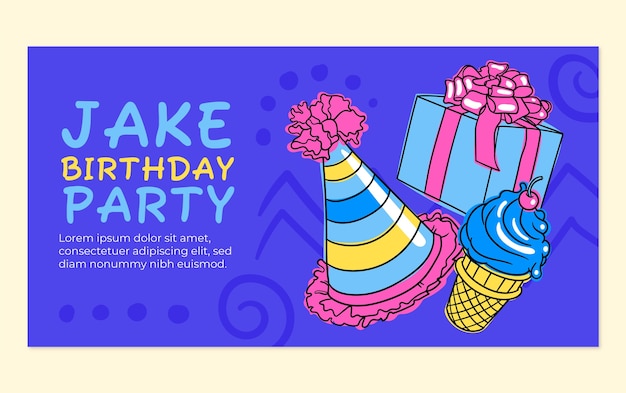 Vecteur gratuit message facebook de célébration d'anniversaire dessiné à la main