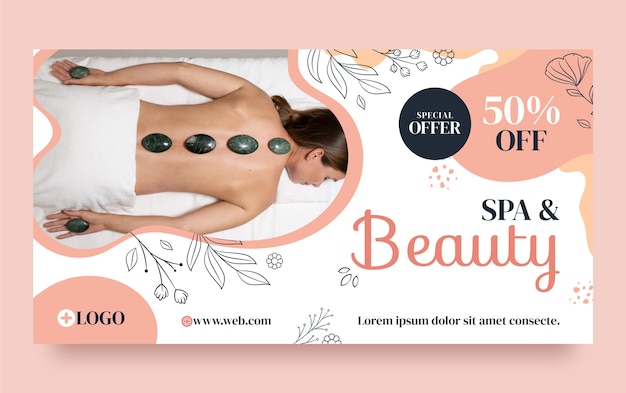 Vecteur gratuit message facebook de traitement de spa dessiné à la main