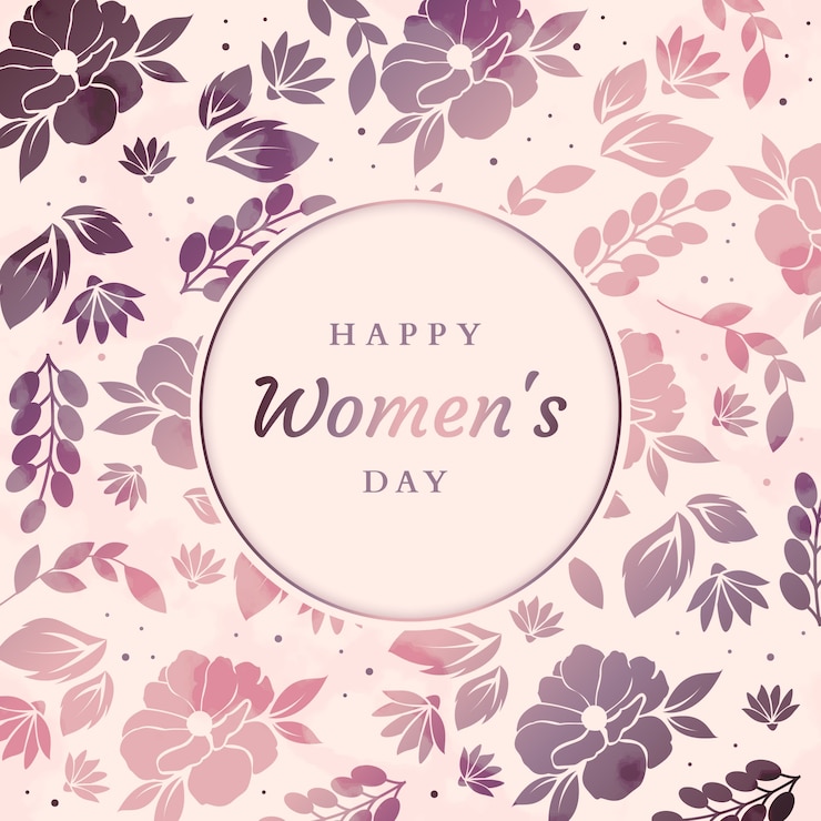 Vecteur gratuit message de la journée des femmes heureux sur fond floral
