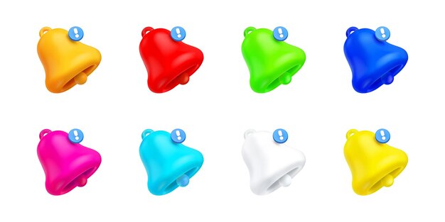 message non lu de couleur de cloches de notification de rendu 3d