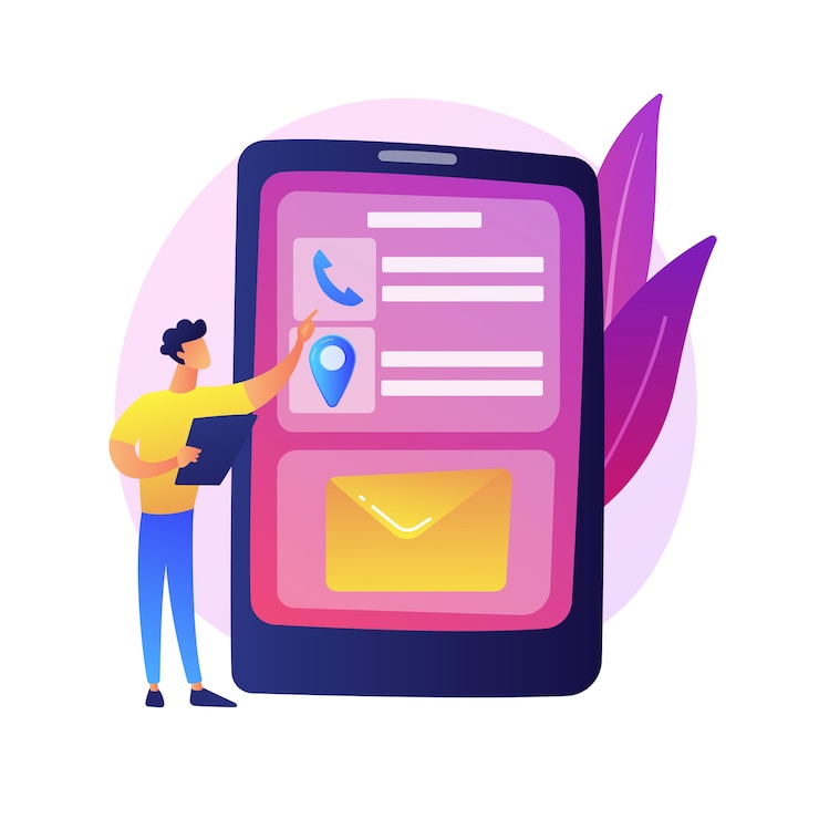 Vecteur gratuit messagerie mobile. technologie de communication moderne, chat en ligne, sms. activité de loisirs moderne. guy vérifiant la boîte de réception des e-mails avec smartphone.