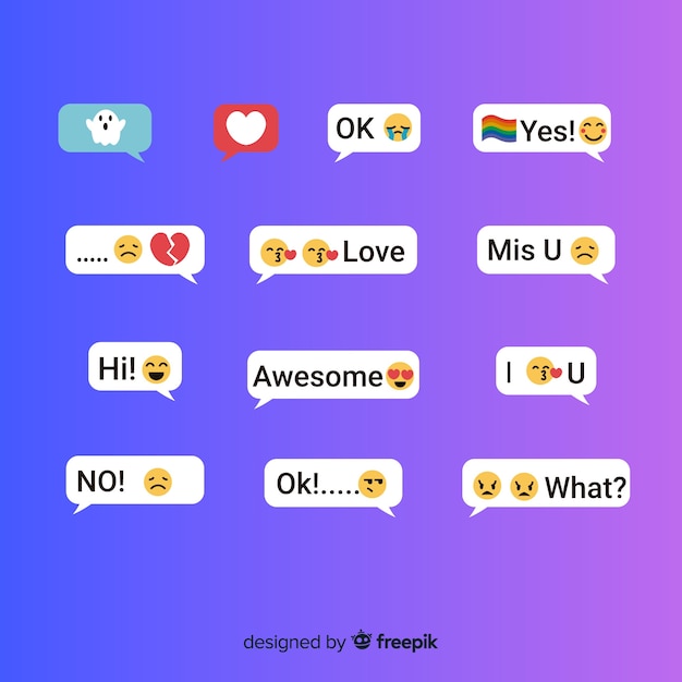 Vecteur gratuit messages avec des emojis