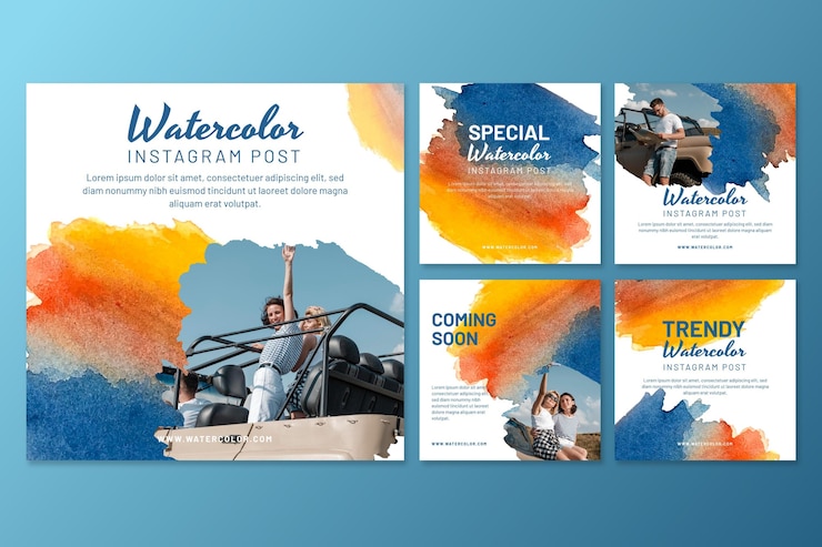 Vecteur gratuit messages instagram aquarelles abstraites