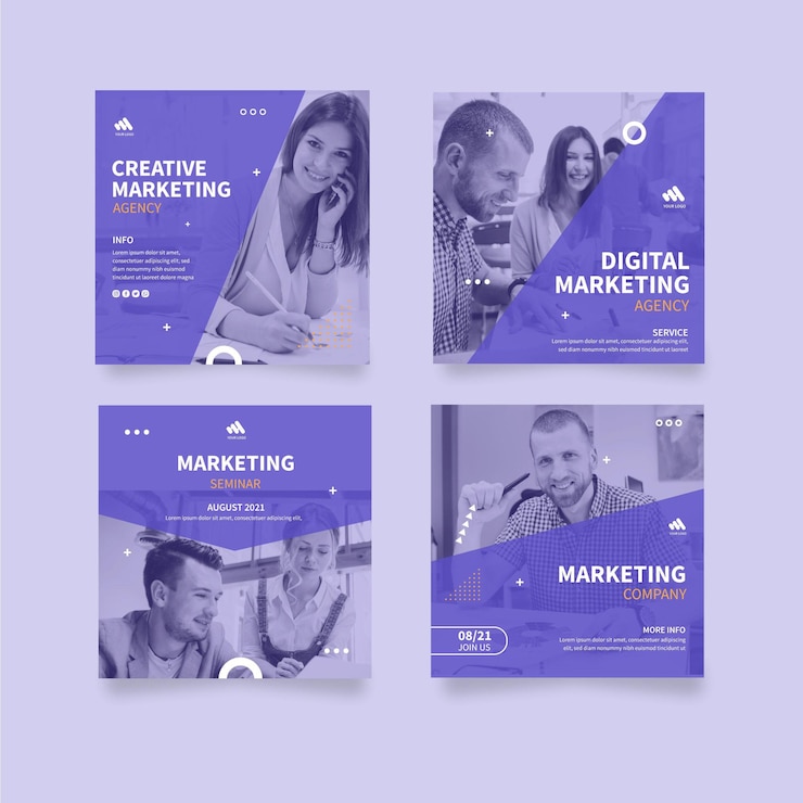 Vecteur gratuit les messages d'instagram d'entreprise de marketing