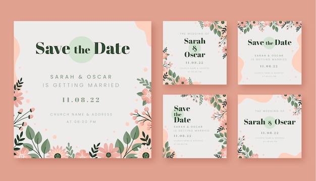 Messages Instagram De Mariage Floral Minimal