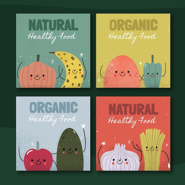 Messages instagram de nourriture végétarienne dessinés à la main