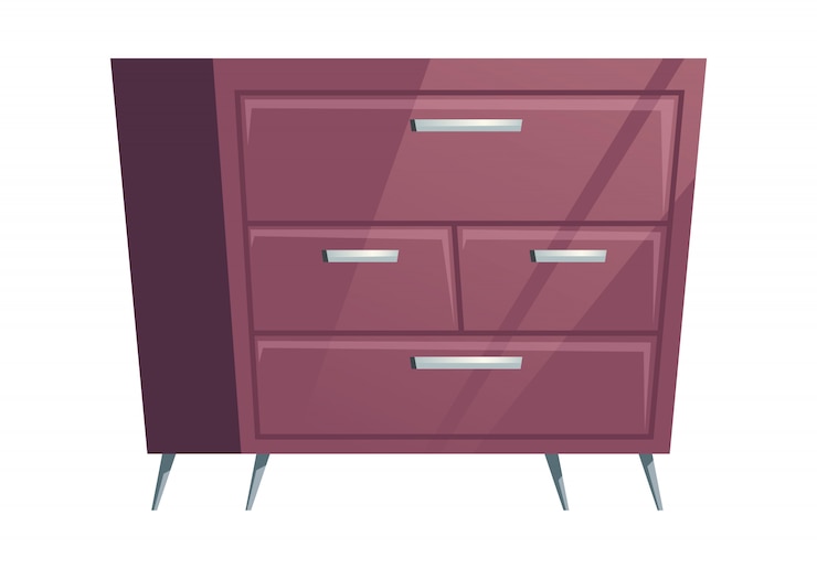 Vecteur gratuit meubles de chambre à coucher commode commode dessin animé