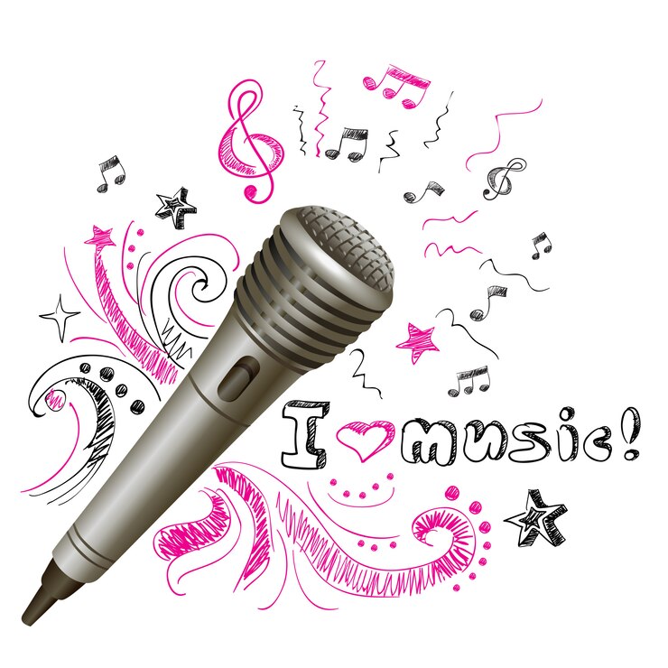 Vecteur gratuit micro de musique doodle