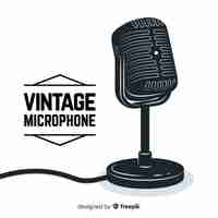 Vecteur gratuit microphone vintage dessiné à la main