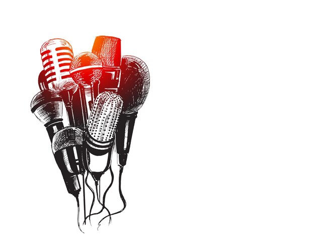 Microphones et enregistreurs pour symbole de journalisme