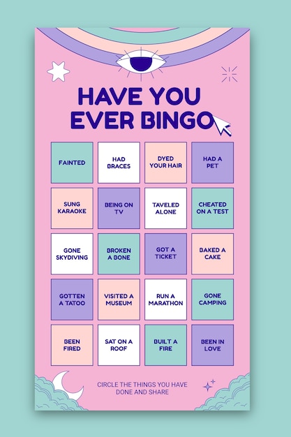 Vecteur gratuit mignon avez-vous déjà bingo histoire instagram