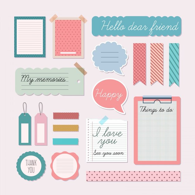 Mignon éléments de scrapbooking paquet
