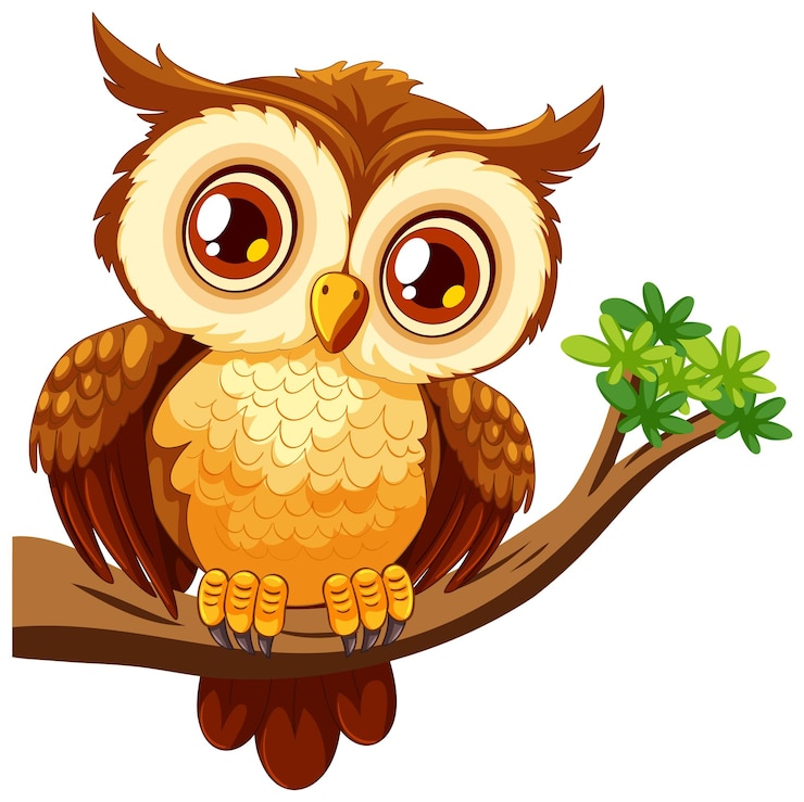 Vecteur gratuit le mignon hibou accroché à une branche