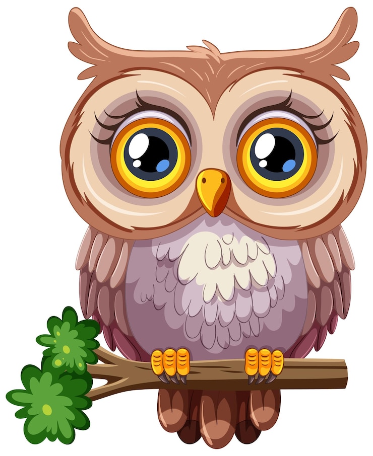 Vecteur gratuit le mignon hibou accroché à une branche