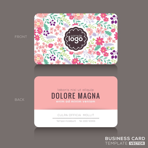 Vecteur gratuit mignon motif floral carte de visite carte de visite modèle de conception