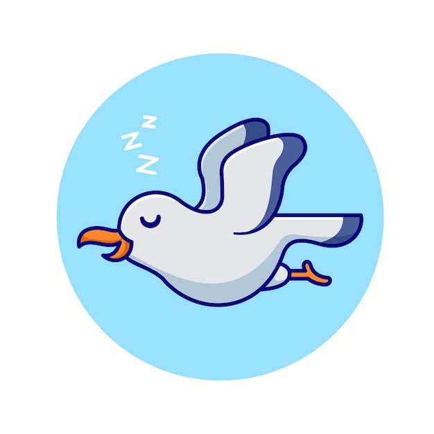 Mignon Oiseau Dormir Voler Dessin Animé Vecteur Icône Illustration Nature Animale Icône Concept Isolé Plat