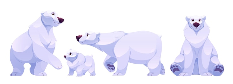 Vecteur gratuit un mignon ours polaire dessiné par un animal arctique blanc du nord.