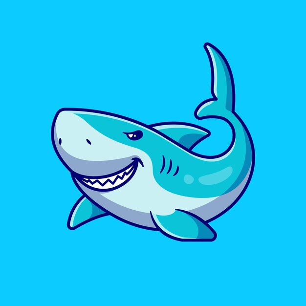 Mignon, requin, natation, dessin animé