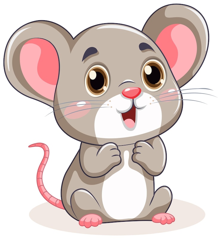Vecteur gratuit mignonne petite souris avec personnage de dessin animé de grandes oreilles